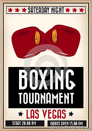 Retro boxing poster Vector Illustration