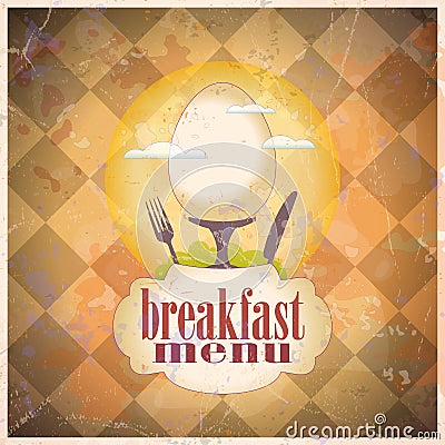 Retro breakfast menu card design. Vector Illustration