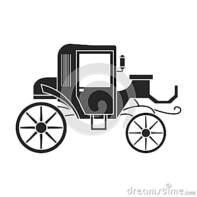 Retro brougham vector icon.Black,simple vector icon retro brougham isolated on white background. Vector Illustration