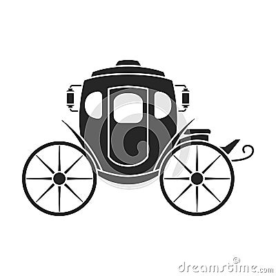 Retro brougham vector icon.Black,simple vector icon retro brougham isolated on white background. Vector Illustration