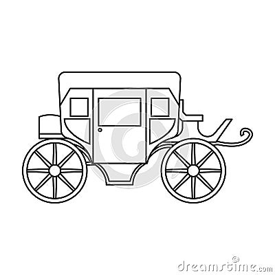 Retro brougham vector icon.Outline, line vector icon retro brougham isolated on white background. Vector Illustration