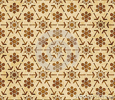 Retro brown Islam seamless geometry pattern background eastern style ornament Vector Illustration