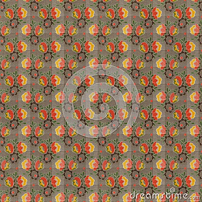 Retro Brown Red Yellow Repeat Wallpaper Pattern Stock Photo