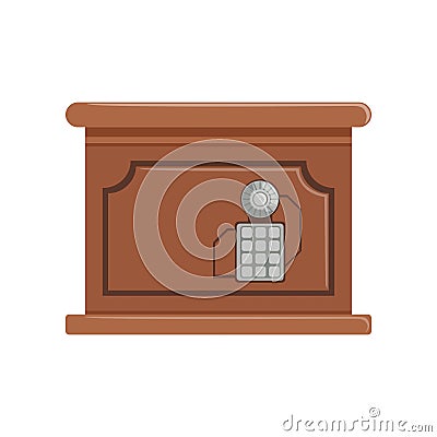 Retro brown safe box with a keypad buttons panel, safety box, cash secure protection concept vector Illustration Vector Illustration