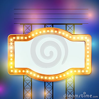 Retro bulb circus cinema light sign template Vector Illustration