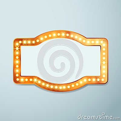 Retro bulb circus cinema light sign template Vector Illustration