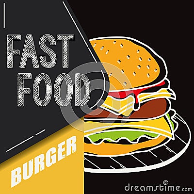 Retro burger Fast food Vector Vector Illustration