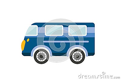 Retro bus, holiday van. Cartoon illustration. Vector Illustration