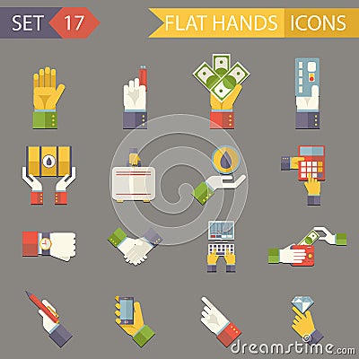 Retro Business Hands Symbols Finance Accessories Vector Illustration