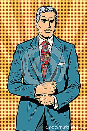 Retro businessman boss gray hair Vector Illustration