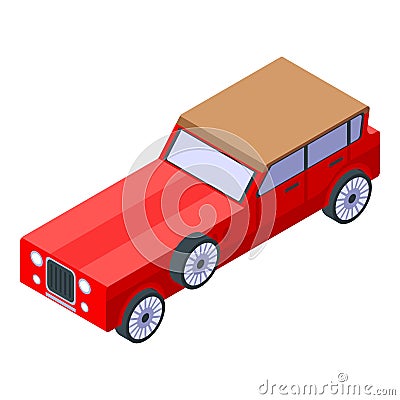 Retro cabriolet car icon, isometric style Vector Illustration