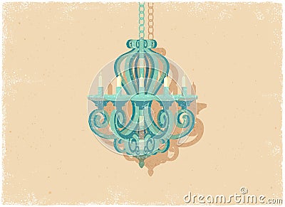 Retro candle chandelier Vector Illustration