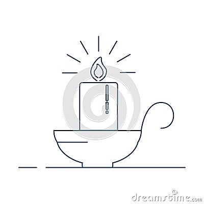 Retro candle light burn wax icon illustration Vector Illustration