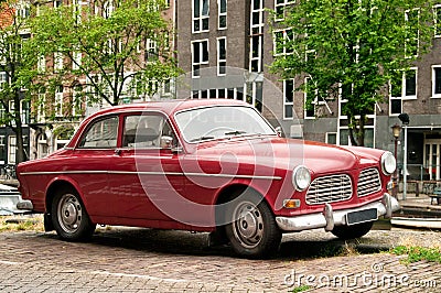 Retro Car in Amsterdam street Stock Photo