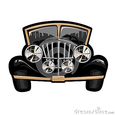 Retro car with big headlights Vector Illustration