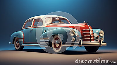 Retro car in a commercial Stock Photo