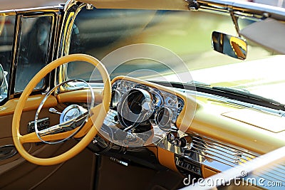 Retro car interior Stock Photo