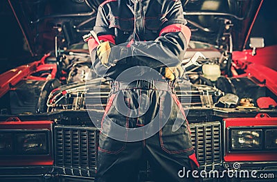 Retro Car Mechanic Theme Stock Photo