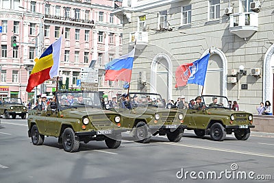 Retro car at the military parade Editorial Stock Photo