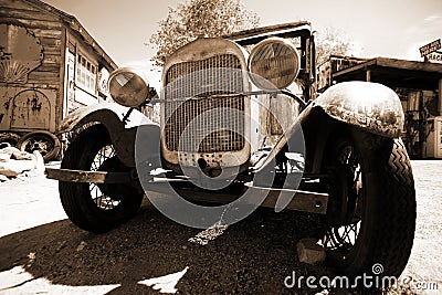 Retro car outdoors Stock Photo