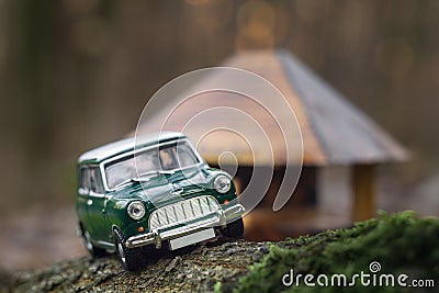 Mini Morris vintage car toy Stock Photo