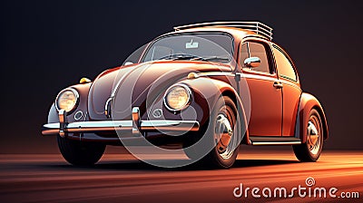 Retro Car on Solid Background Iconic Ride Stock Photo