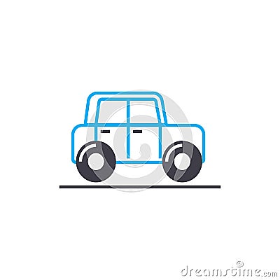 Retro car vector thin line stroke icon. Retro car outline illustration, linear sign, symbol concept. Vector Illustration