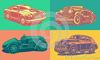 Retro cars Vector Illustration