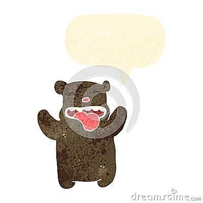 retro cartoon bear with speech bubble Vector Illustration