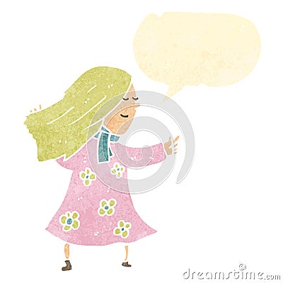 retro cartoon blond woman pointing Vector Illustration