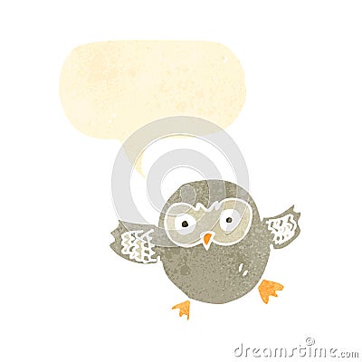 retro cartoon cute little owl Vector Illustration