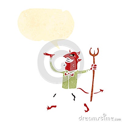 retro cartoon devil with pitch fork Vector Illustration