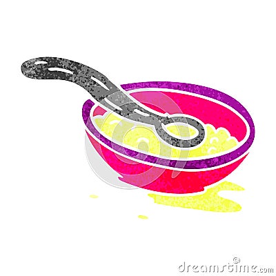 retro cartoon doodle of a cereal bowl Vector Illustration
