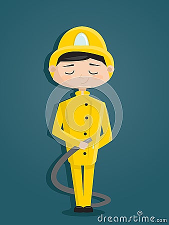 Retro cartoon fireman Vector Illustration