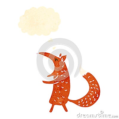 retro cartoon fox with thought bubble Vector Illustration