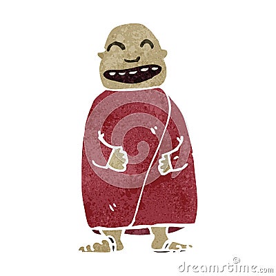 retro cartoon happy monk Vector Illustration