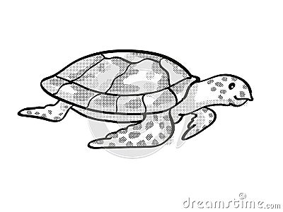 Hawksbill turtle Endangered Wildlife Cartoon Mono Line Drawing Stock Photo