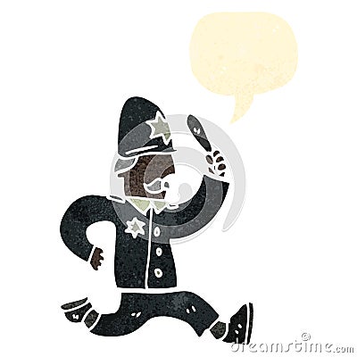 retro cartoon running british policeman Vector Illustration