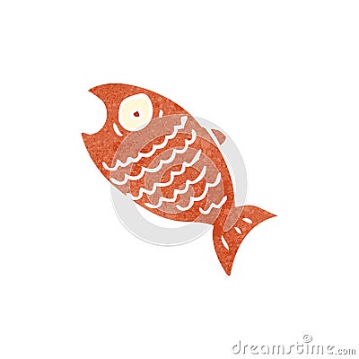 retro cartoon shocked fish Vector Illustration