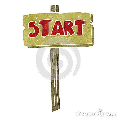 retro cartoon start sign Cartoon Illustration