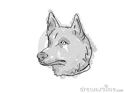 Corgi Inu Mixed Breed Dog Breed Cartoon Retro Drawing Stock Photo