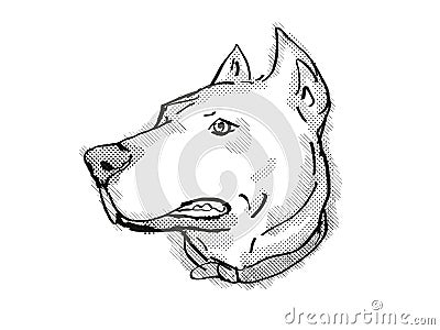 Dogo Argentino or Argentinian Mastiff Dog Breed Cartoon Retro Drawing Stock Photo