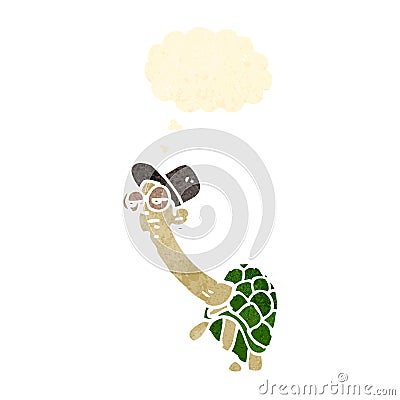 retro cartoon tortoise man with thought bubble Vector Illustration