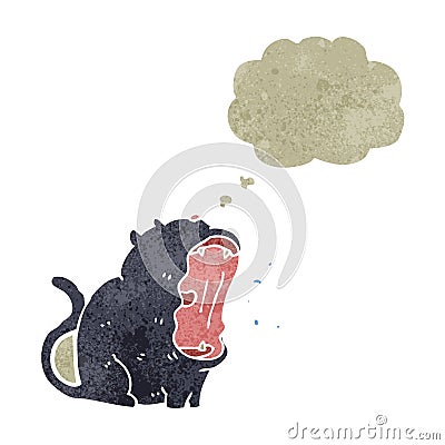 retro cartoon yawning black cat Vector Illustration