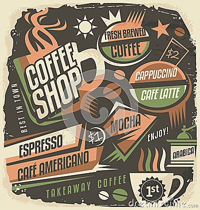 Retro chalk board menu design template for coffee house Vector Illustration