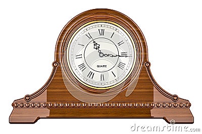 Retro chimes mantle clock, shelf clock, front view. 3D rendering Stock Photo