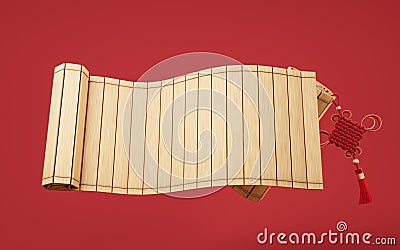 Retro Chinese acient bamboo slip, 3d rendering Stock Photo