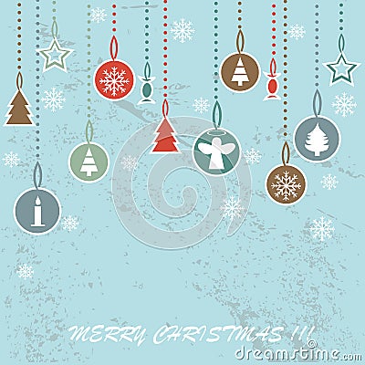 Retro Christmas background with decorative balls Vector Illustration
