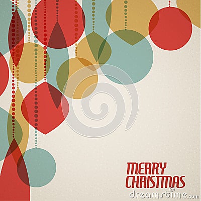 Retro Christmas card with christmas decorations Vector Illustration