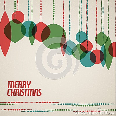 Retro Christmas card with christmas decorations Vector Illustration